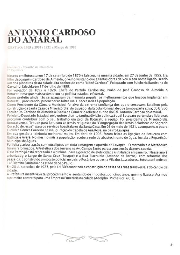 Foto - Registro biográfico dos prefeitos de Botucatu - Olavo Pinheiro Godoy