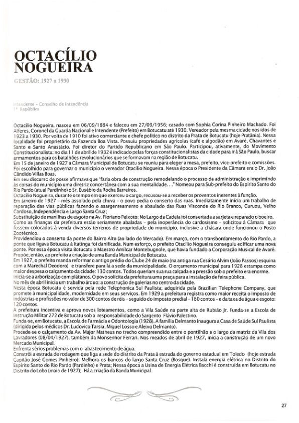 Foto - Registro biográfico dos prefeitos de Botucatu - Olavo Pinheiro Godoy