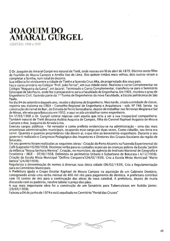 Foto - Registro biográfico dos prefeitos de Botucatu - Olavo Pinheiro Godoy