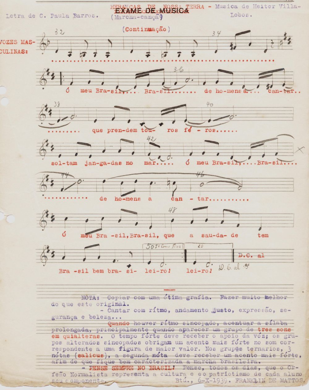 Foto - Espólio musical do Prof. Alfredo Franklin de Mattos
