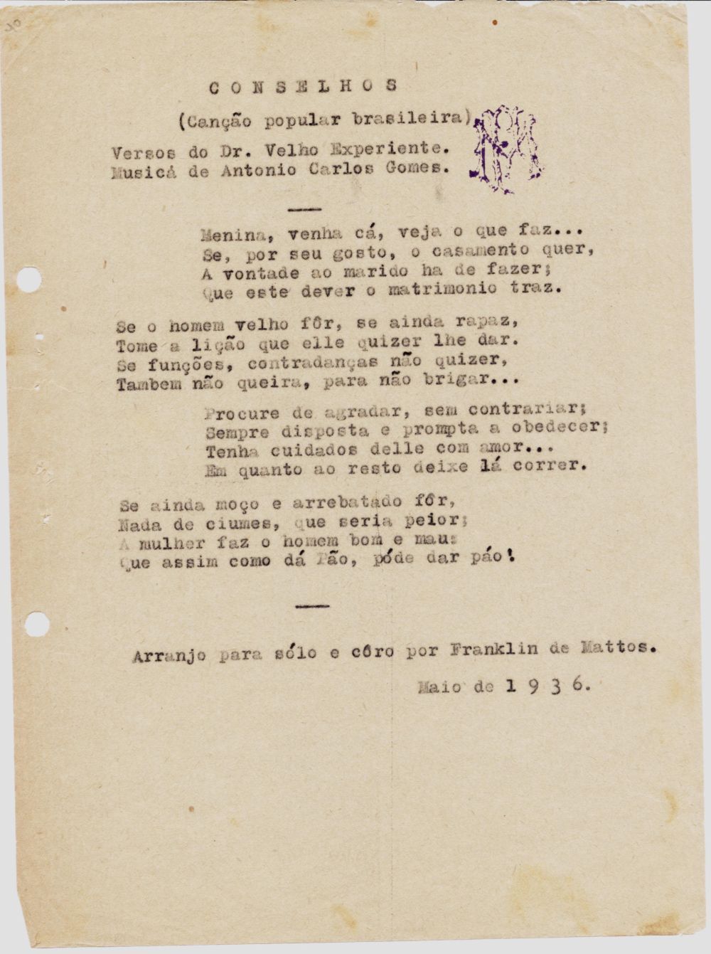 Foto - Espólio musical do Prof. Alfredo Franklin de Mattos
