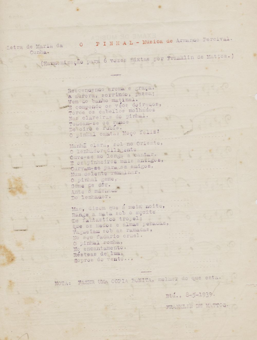 Foto - Espólio musical do Prof. Alfredo Franklin de Mattos
