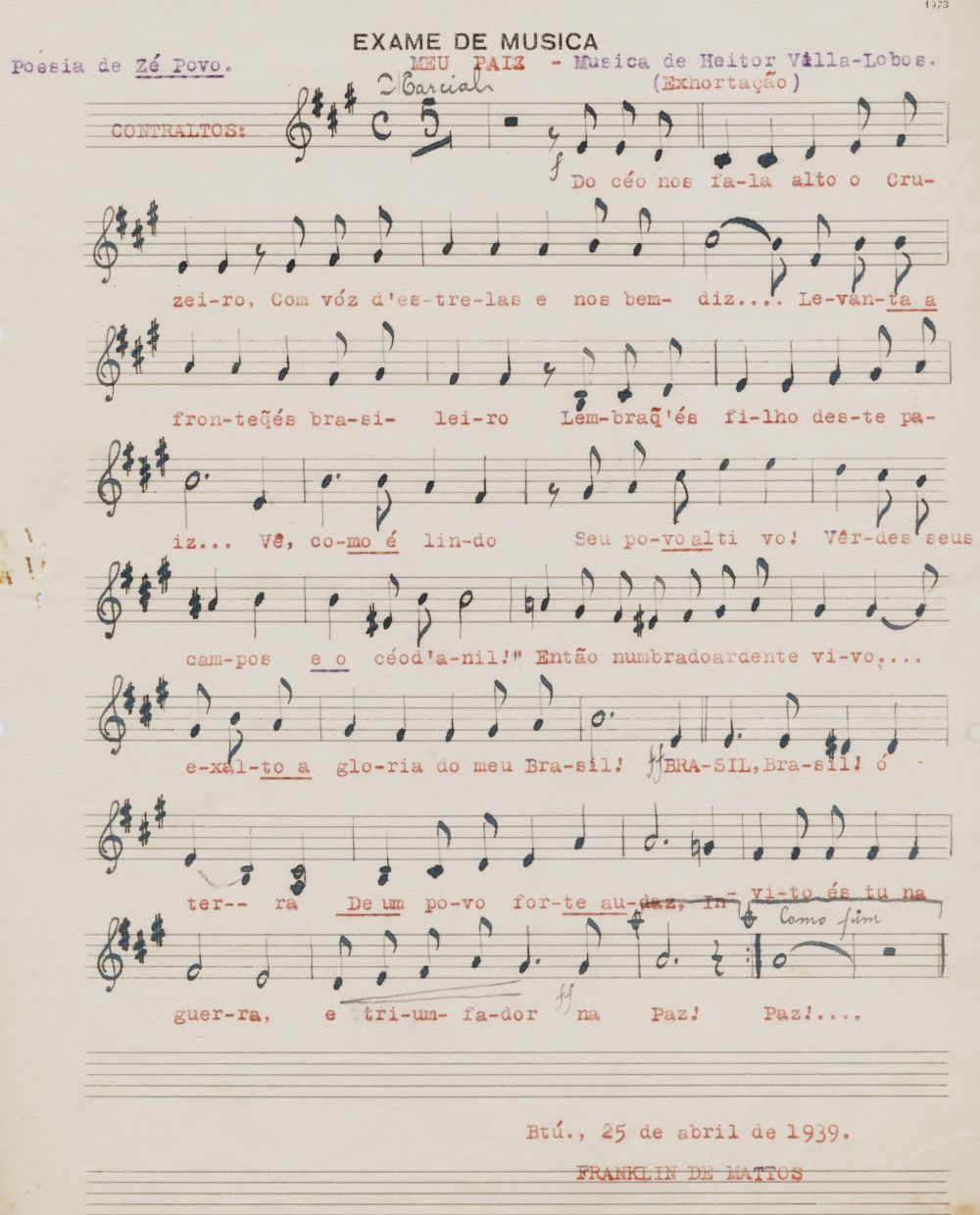 Foto - Espólio musical do Prof. Alfredo Franklin de Mattos
