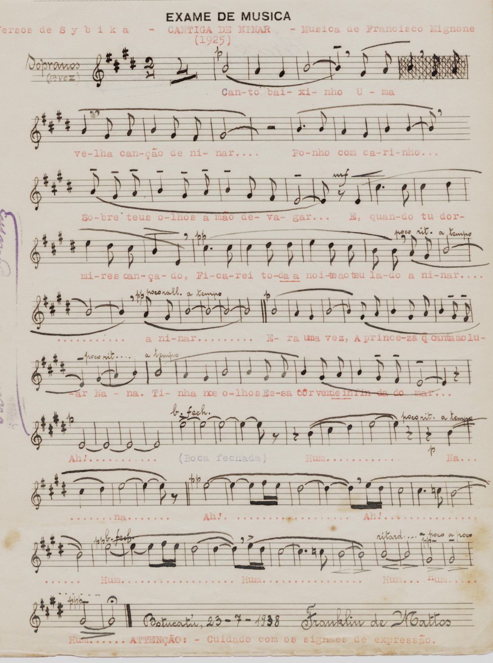 Foto - Espólio musical do Prof. Alfredo Franklin de Mattos
