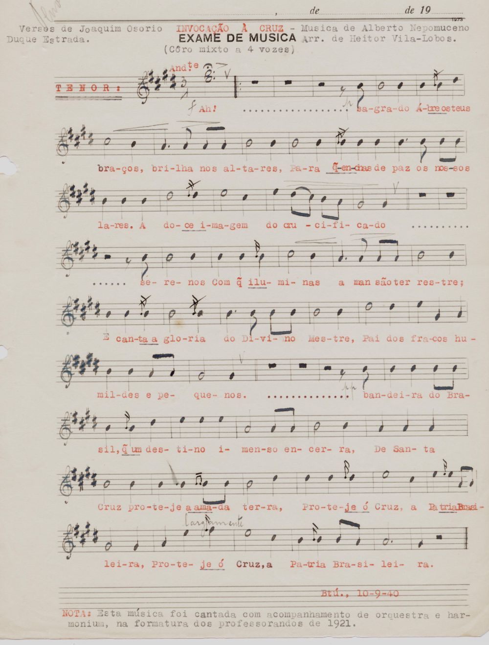 Foto - Espólio musical do Prof. Alfredo Franklin de Mattos
