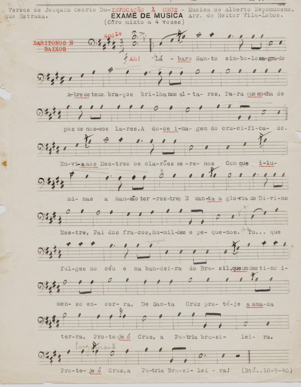 Foto - Espólio musical do Prof. Alfredo Franklin de Mattos
