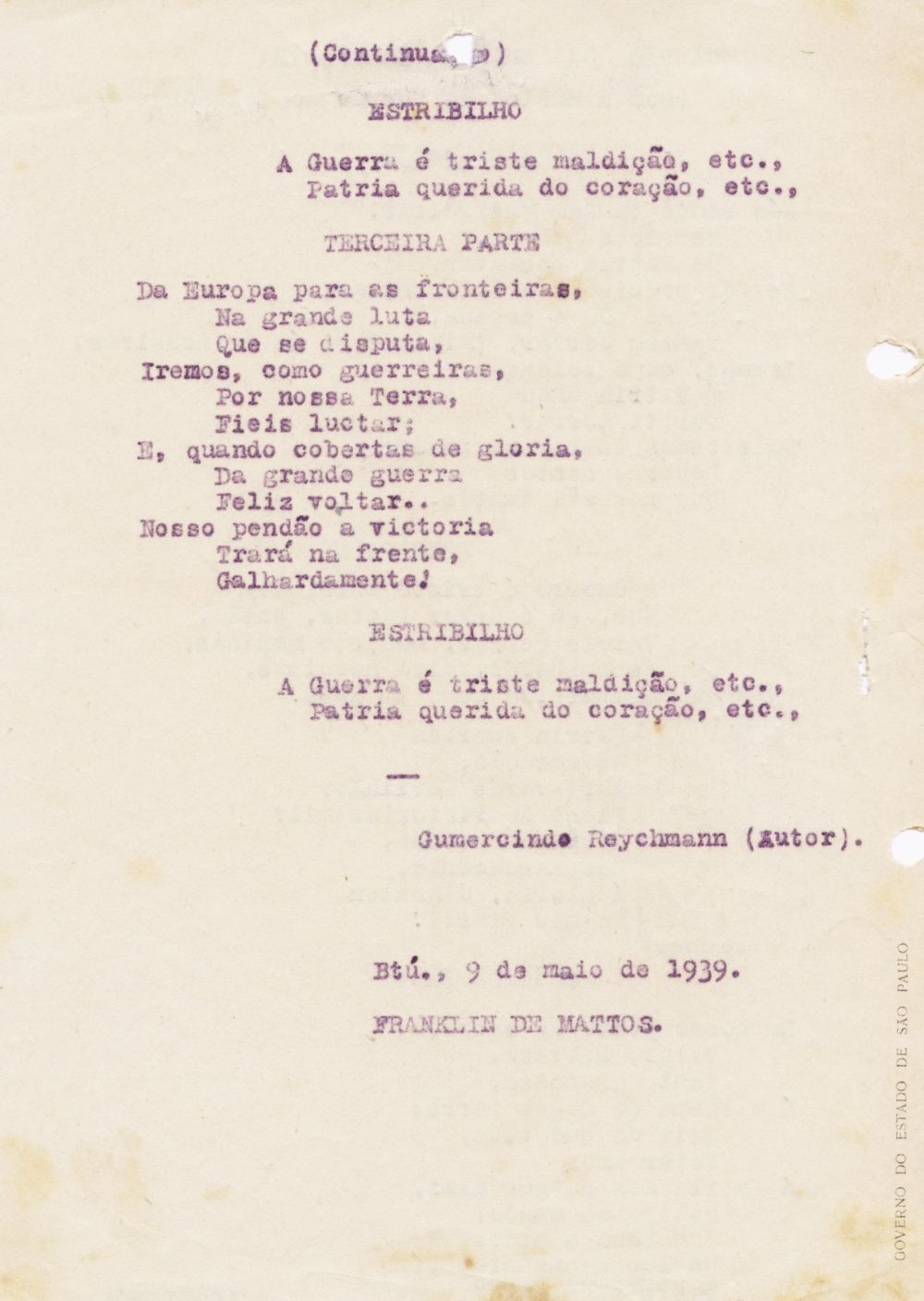 Foto - Espólio musical do Prof. Alfredo Franklin de Mattos
