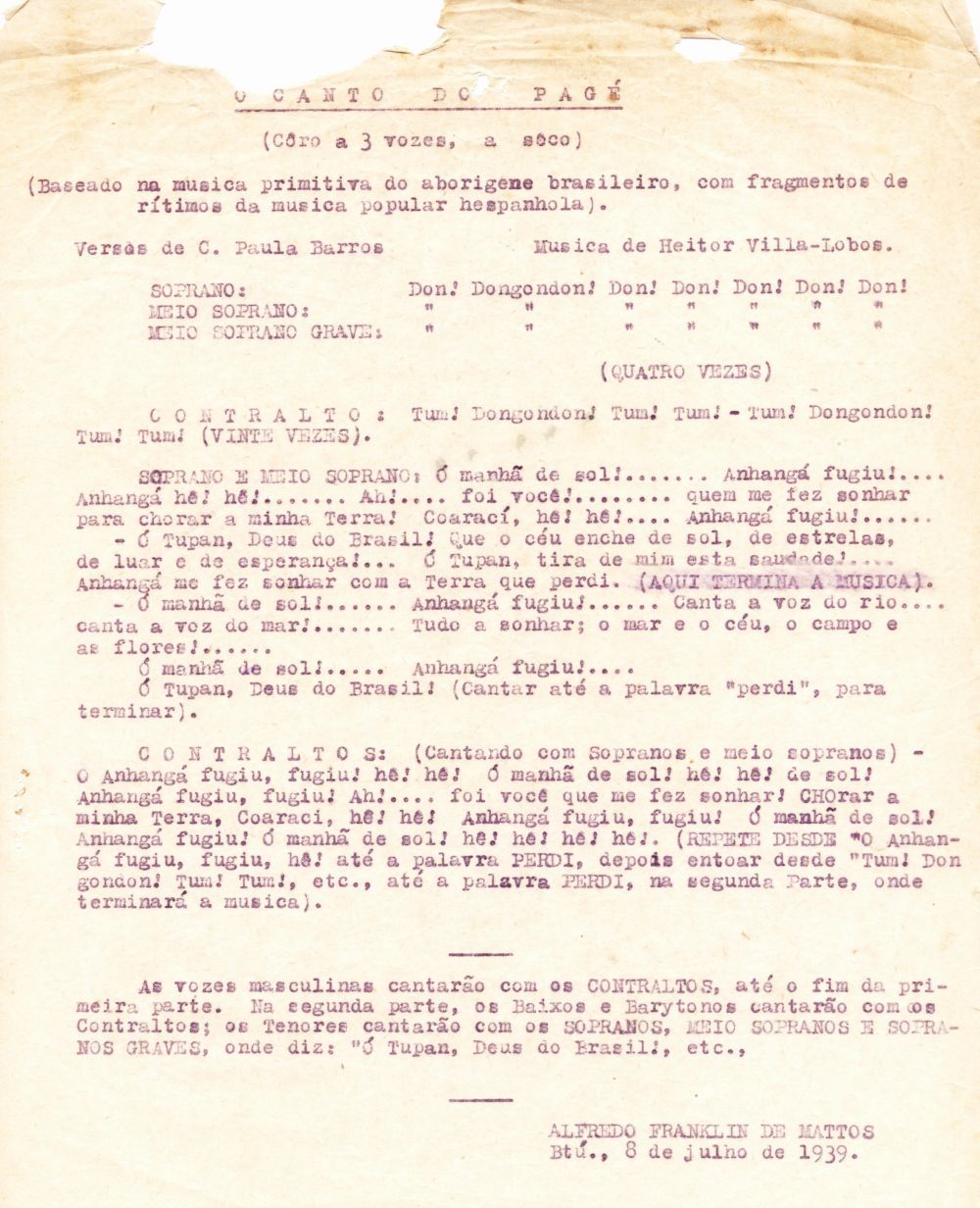 Foto - Espólio musical do Prof. Alfredo Franklin de Mattos
