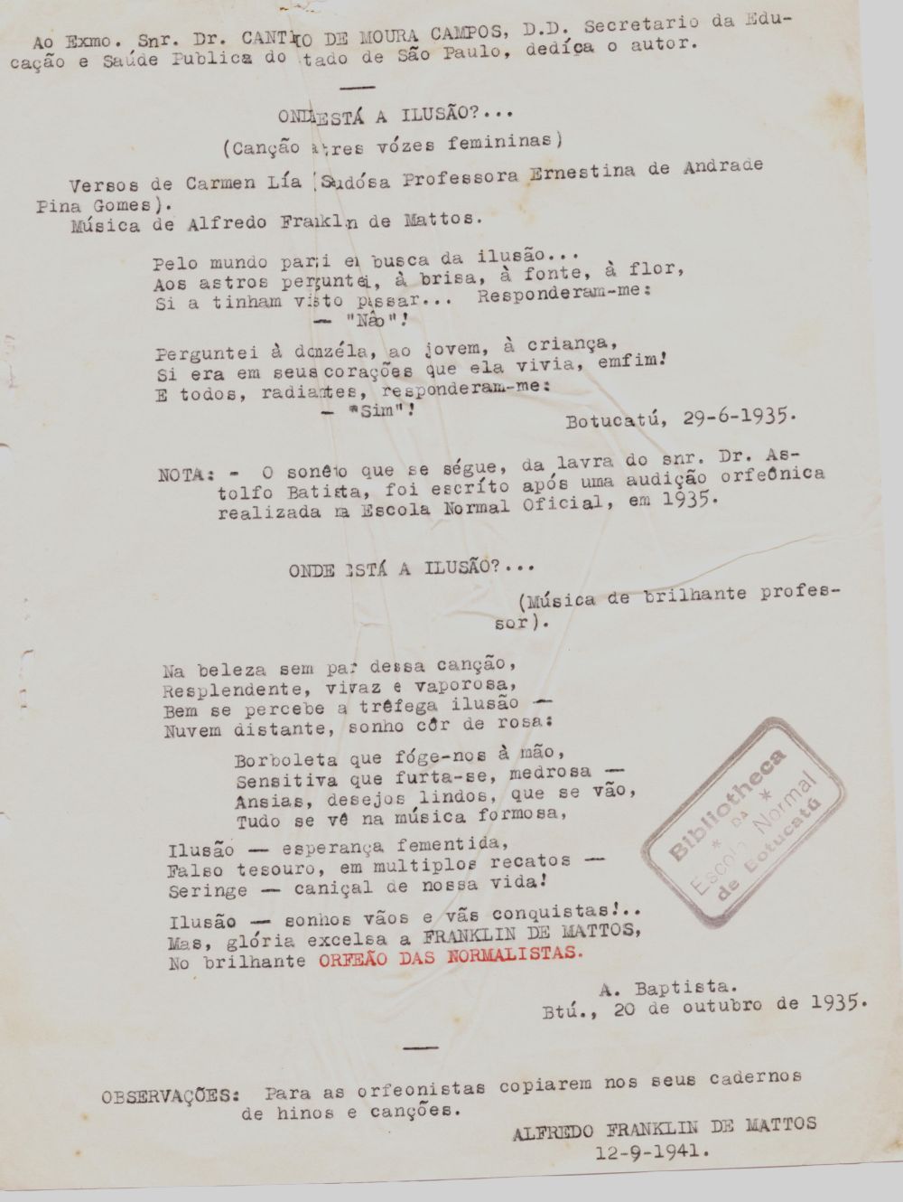Foto - Espólio musical do Prof. Alfredo Franklin de Mattos
